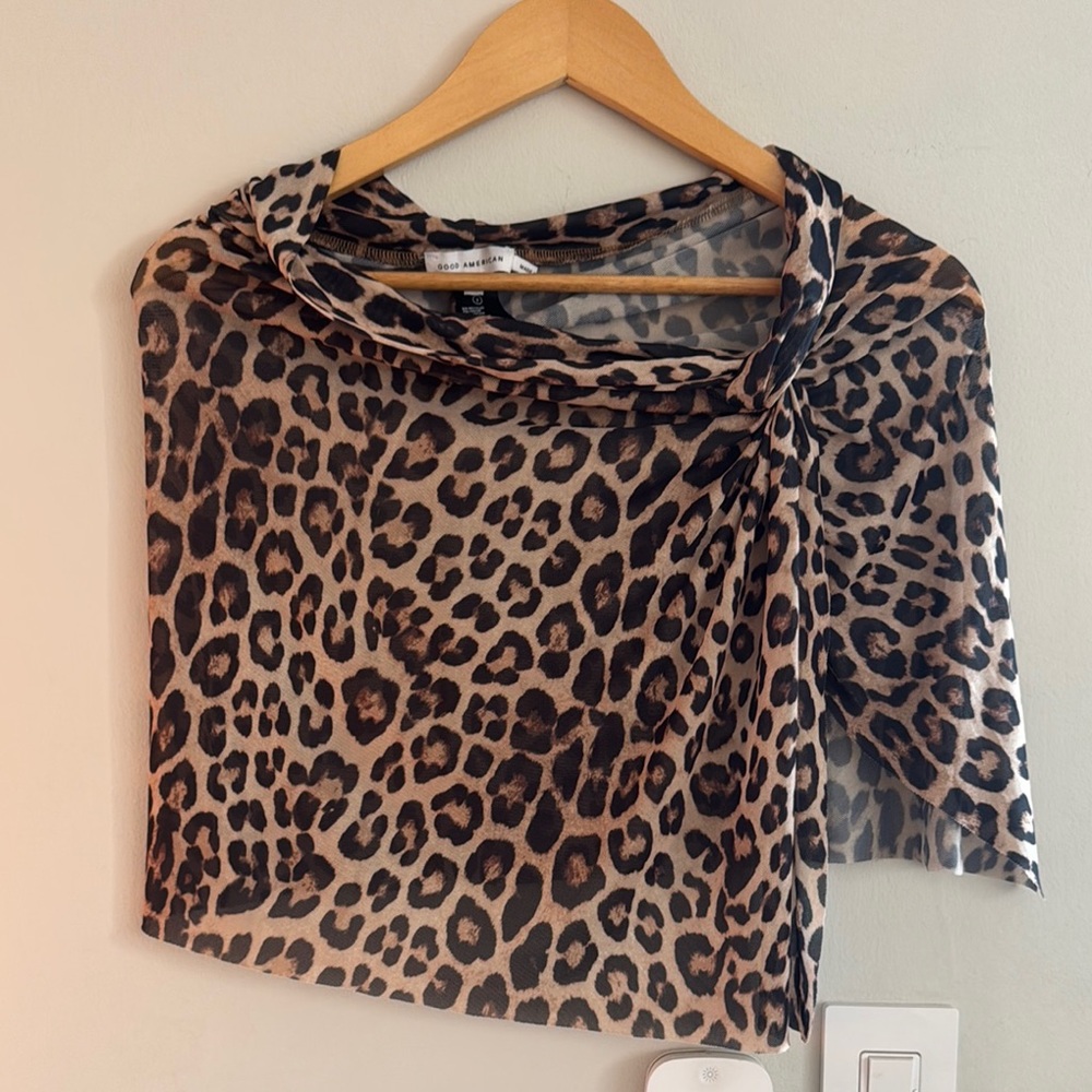 Good American Animal Print Mesh bathing suit skirt coverup